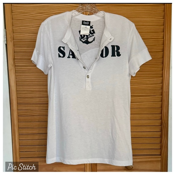 ON HOLD! Vintage D & G Dolce And Gabbana 2000s Sailor Henley Tshirt L Y2K D&G - Picture 5 of 11